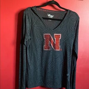 Women's Long Sleeve Tee with Red Logo